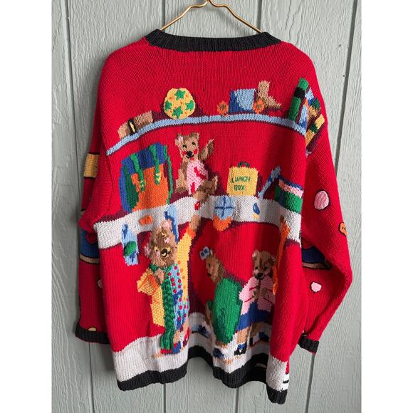 Vintage 1995 Eagle’s Eye Teacher School Novelty Cardigan Sweater 3X Ramie Cotton - Picture 8 of 9